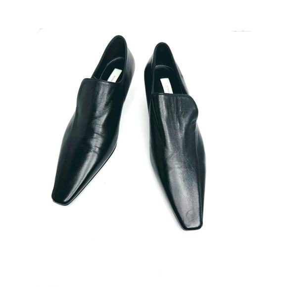 Toteme Leather Kitten Heel Loafers Black Slip-On Designer Shoes EU 39 - Picture 8 of 9